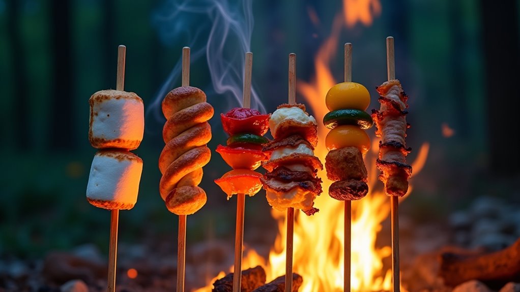 campfire food on skewers