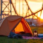 camping beside amusement park
