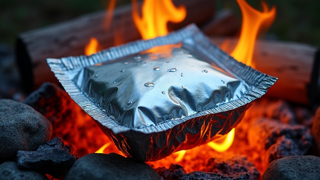 camping fire foil cooking