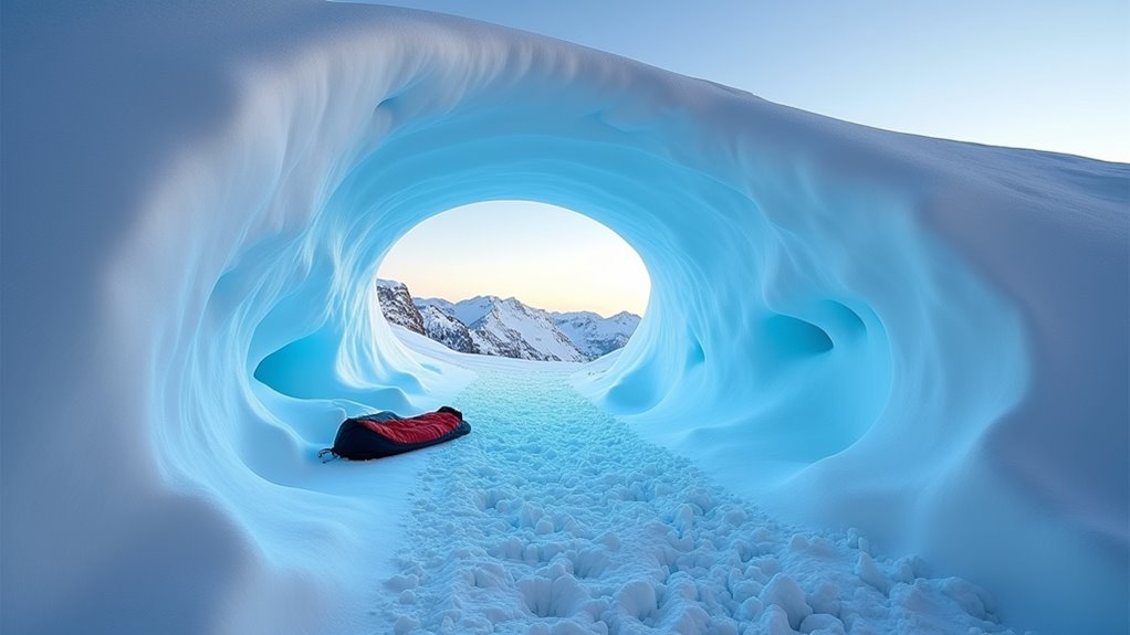construct snow cave shelter
