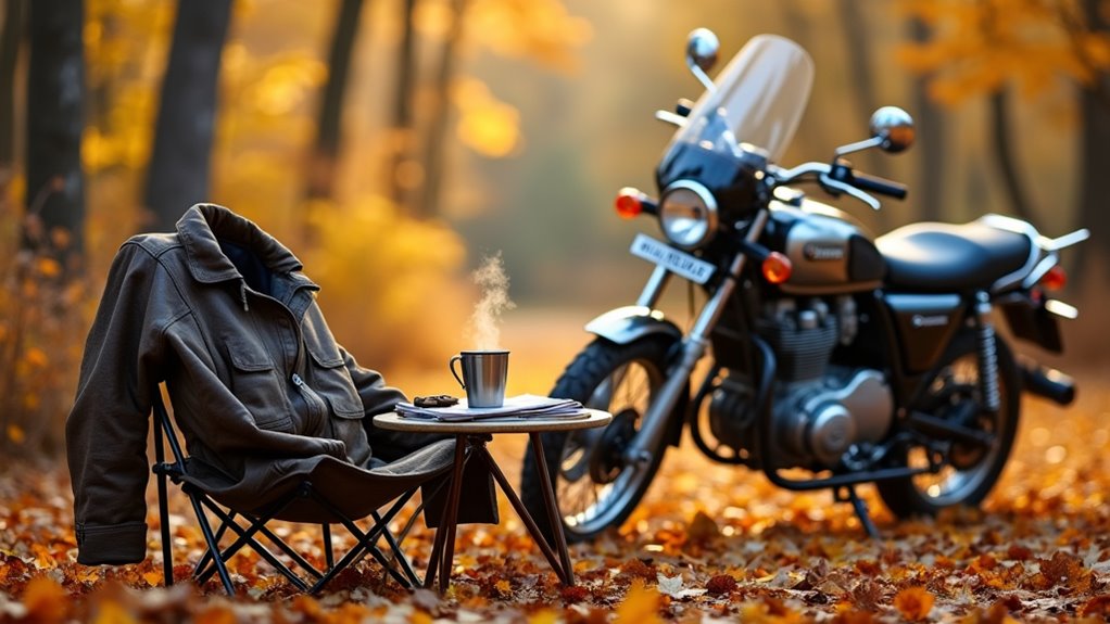 fall camping for bikers