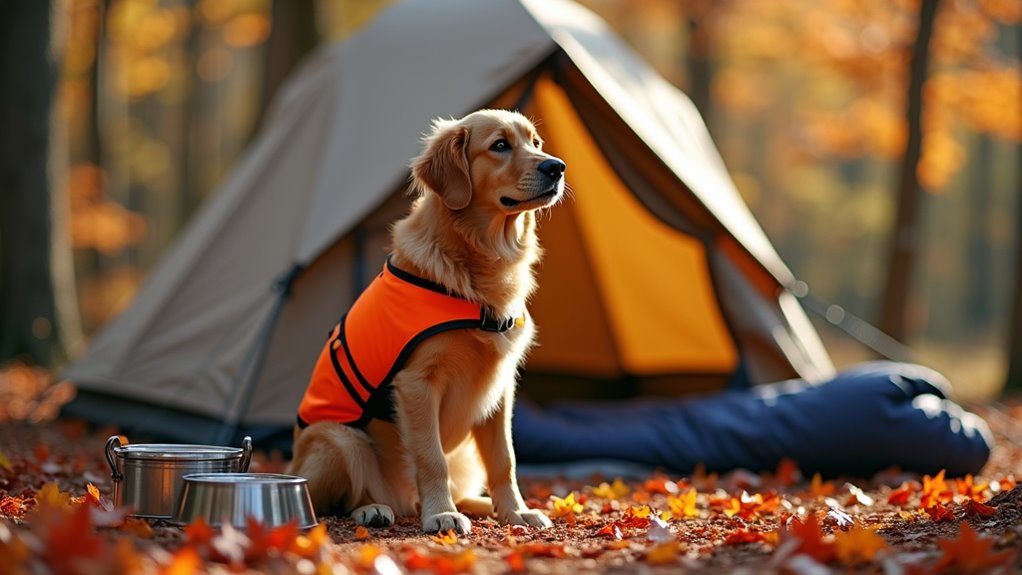 fall camping with dogs