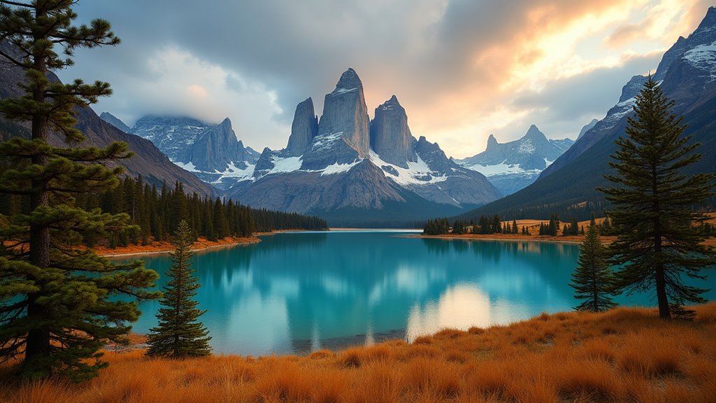 jagged spires turquoise lakes