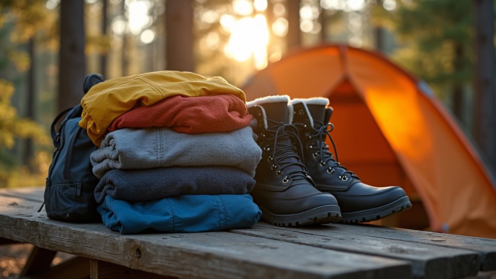 layered clothing and gear