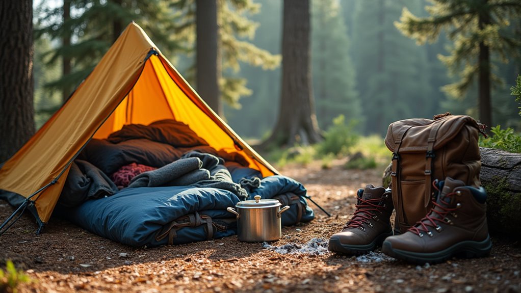 packing camping gear away