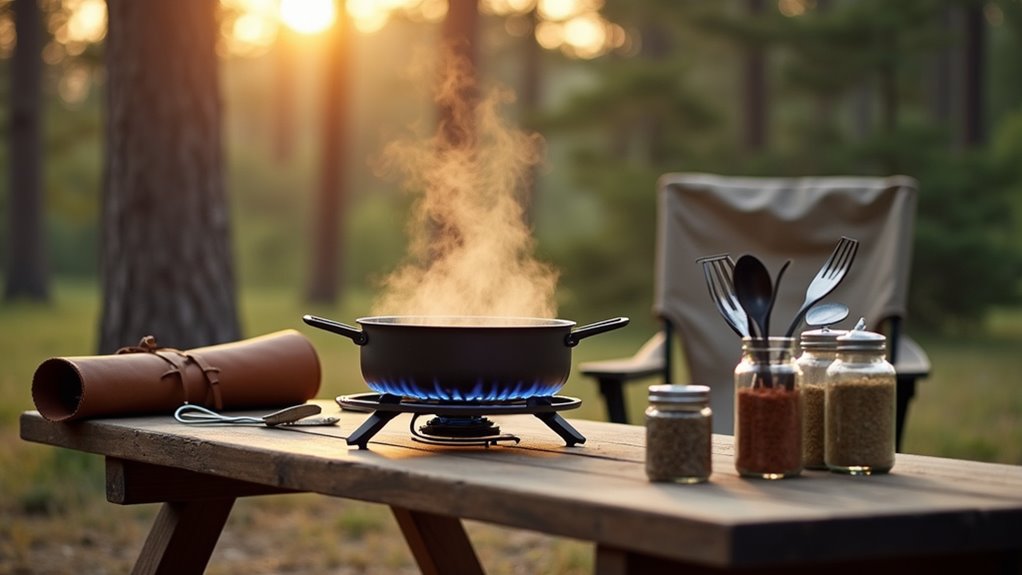 set up organized outdoor kitchen