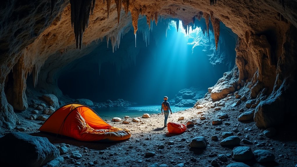 underground camping adventure begins