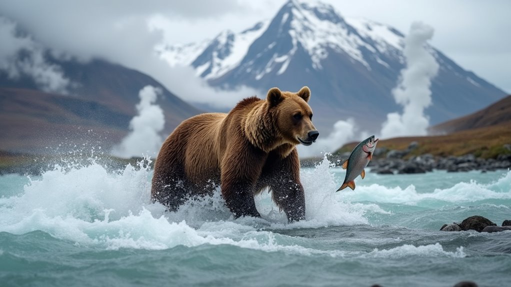 volcanoes and brown bears