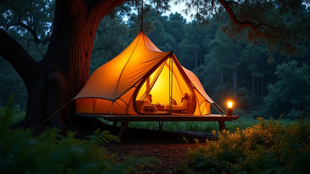 camp beneath chrysalis tent
